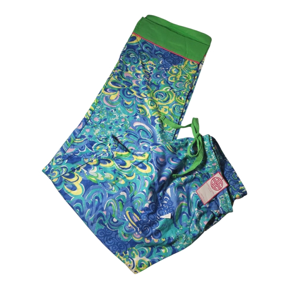 Buckhead Bettie's Impressionist Artsy Abstract Tropical Cotton Lounge PJ Pants L
